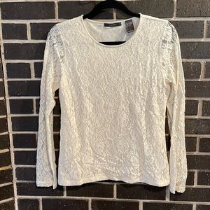 Liz Claiborne Women’s Medium Cream Colored Lacy Blouse